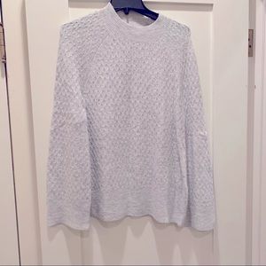 Loft Mock Neck Braided Grey Bell Sleeve Sweater